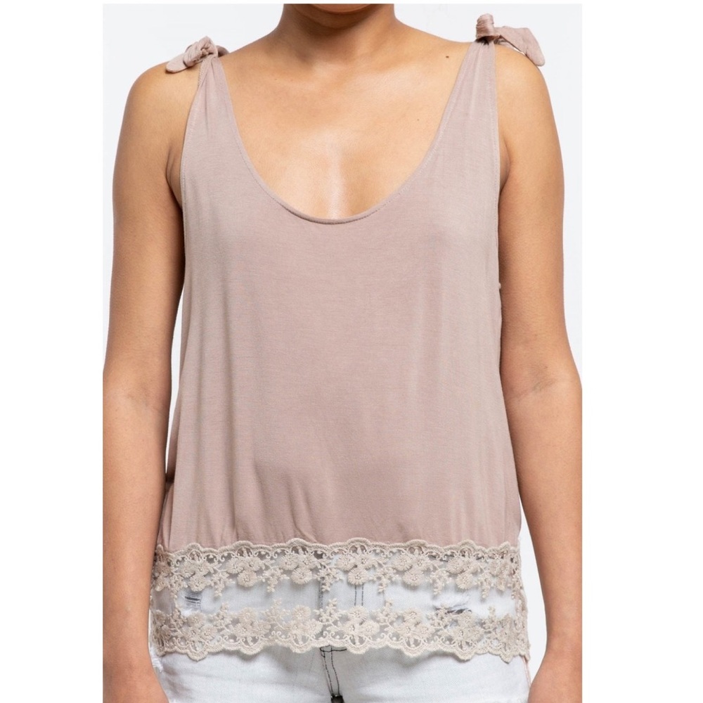 Beige tie tank top